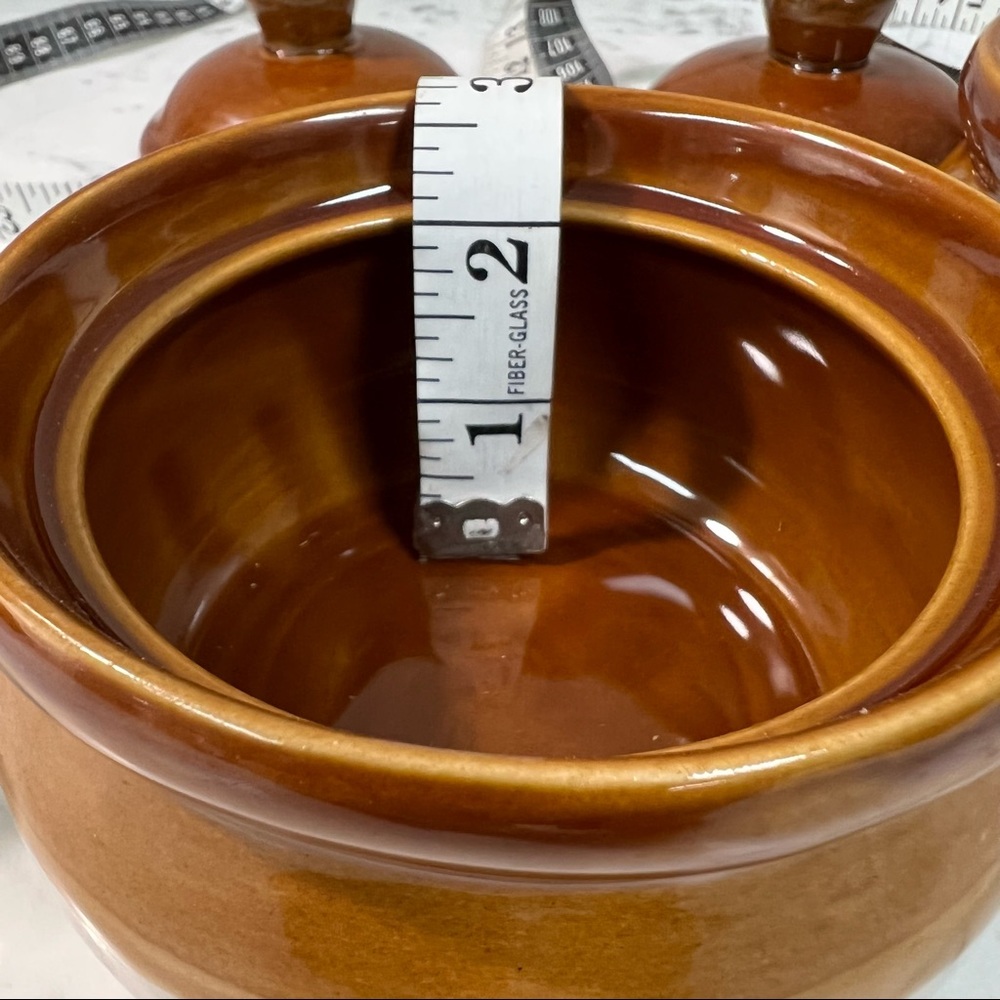 Set of 2 French ONION soup Crock Bowls with Lids/handles - Picture 7 of 8